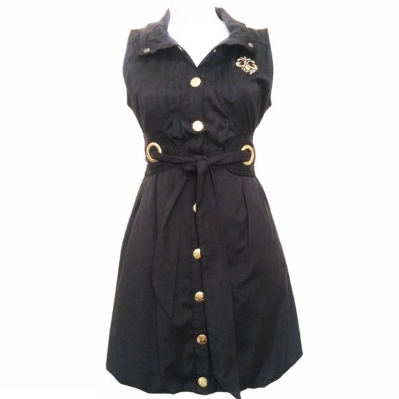 House of Dereon Black Belted Bubble Hem Dress S/P - Picture 1 of 7